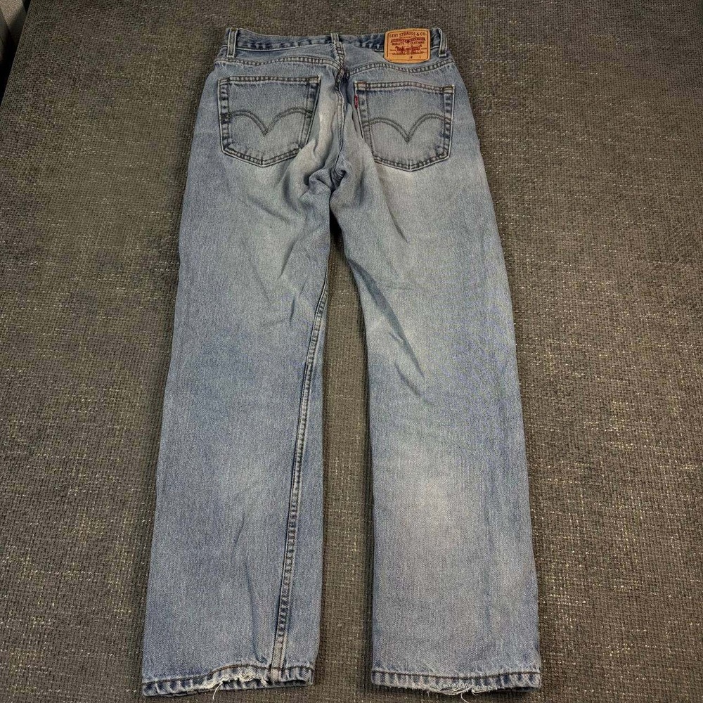 Levis 505 Regular Fit Jeans Mens 30x31 Light Wash Distressed Blue Denim